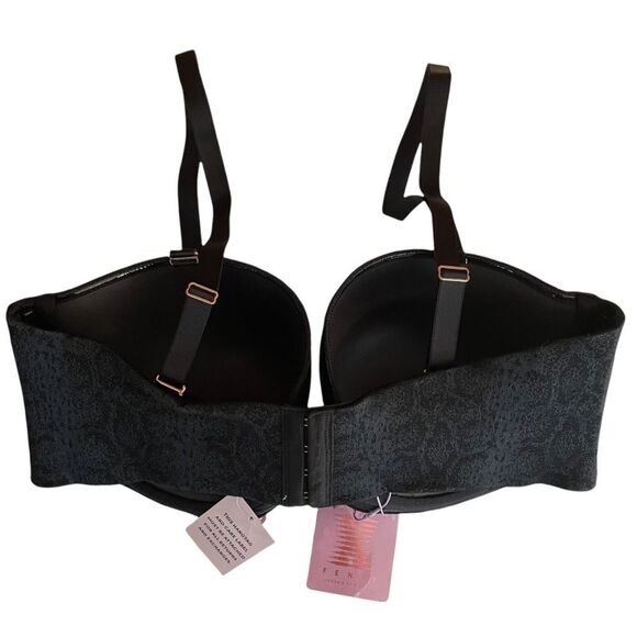 SAVAGE X Fenty Snake Lace T-Shirt Bra Black Caviar Size 40DD - Picture 2 of 8